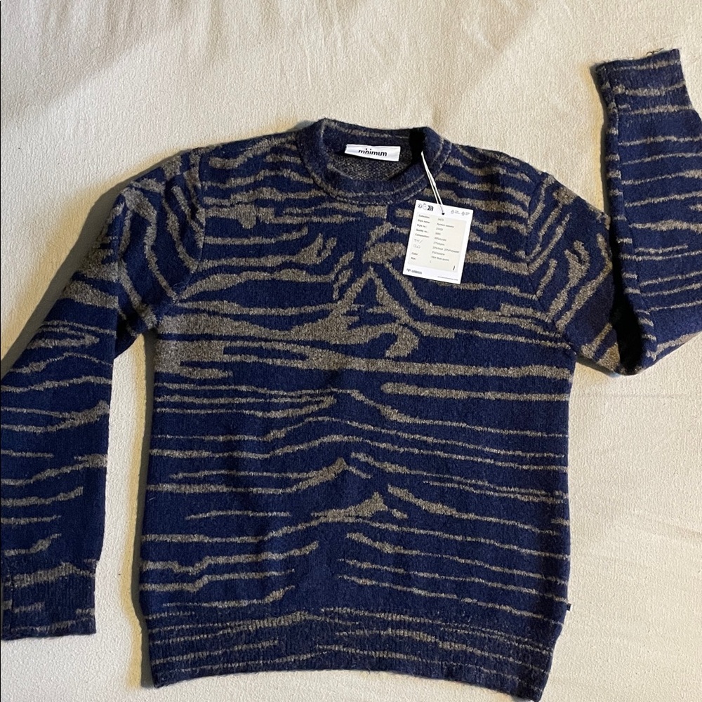 Minimum Blue and Gray Striped Crewneck Sweater